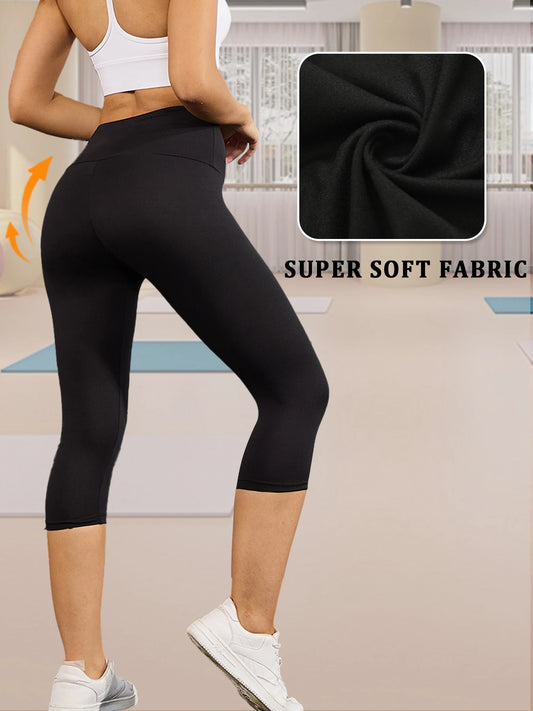 3-Pack Women's High-Waisted Capri Leggings – Super Soft Tummy Control, Non-See-Through, for Yoga, Running & Gym